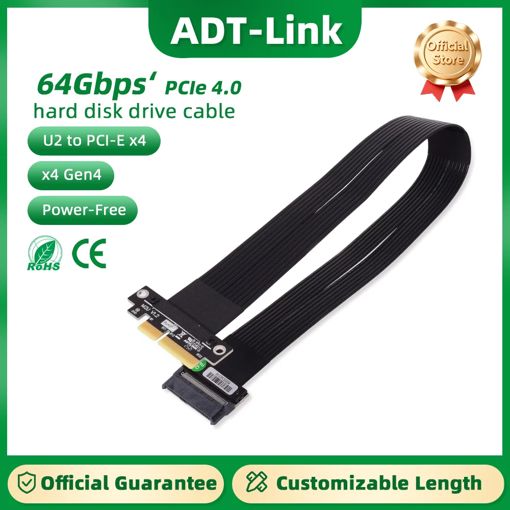 

ADT-Link U.2 Interface U.2 to PCI-E 4.0 x4 SFF-8639 NVMe SSD Extension Cable Industrial Control Server Connection Riser Adapter