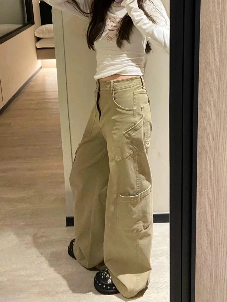 

Y2K Workwear Jeans Women American Style Spicy Girl Retro High Waisted Wide Leg Straight Pants Loose Fit Slimming Niche New