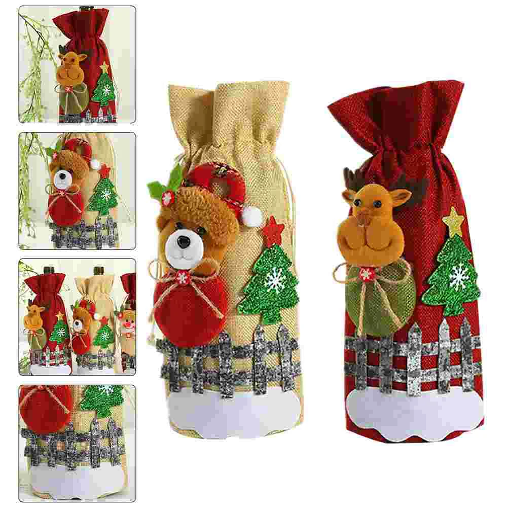 

2 Pcs Bottle Pouch Christmas Bottle Cover Bottle Bag for Xmas Xmas Bottle Pouch Xmas Bottle Pouch