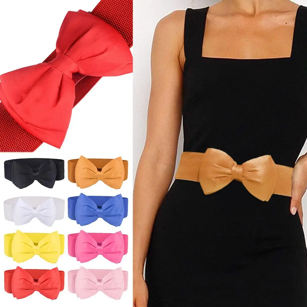 Chiffon Bow Elastic Waistband Versatile Dress Waist Decoration For Women Wide Corset Skirt Belt Party Dress Accessories