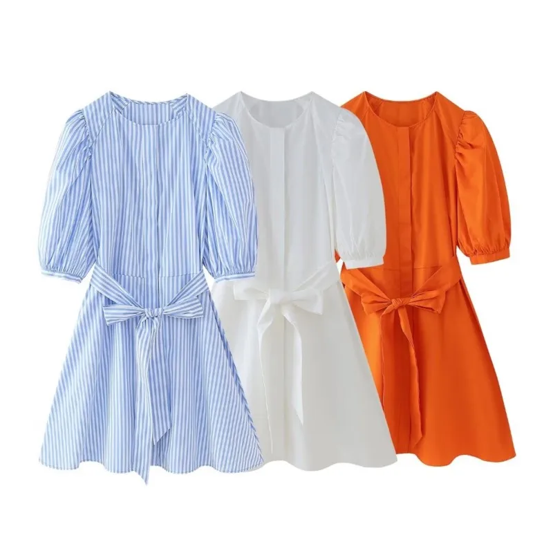 

Fluffy sleeved dress For woman Summer Three color options available Exquisite elegant Casual style Ankle-Length dresses