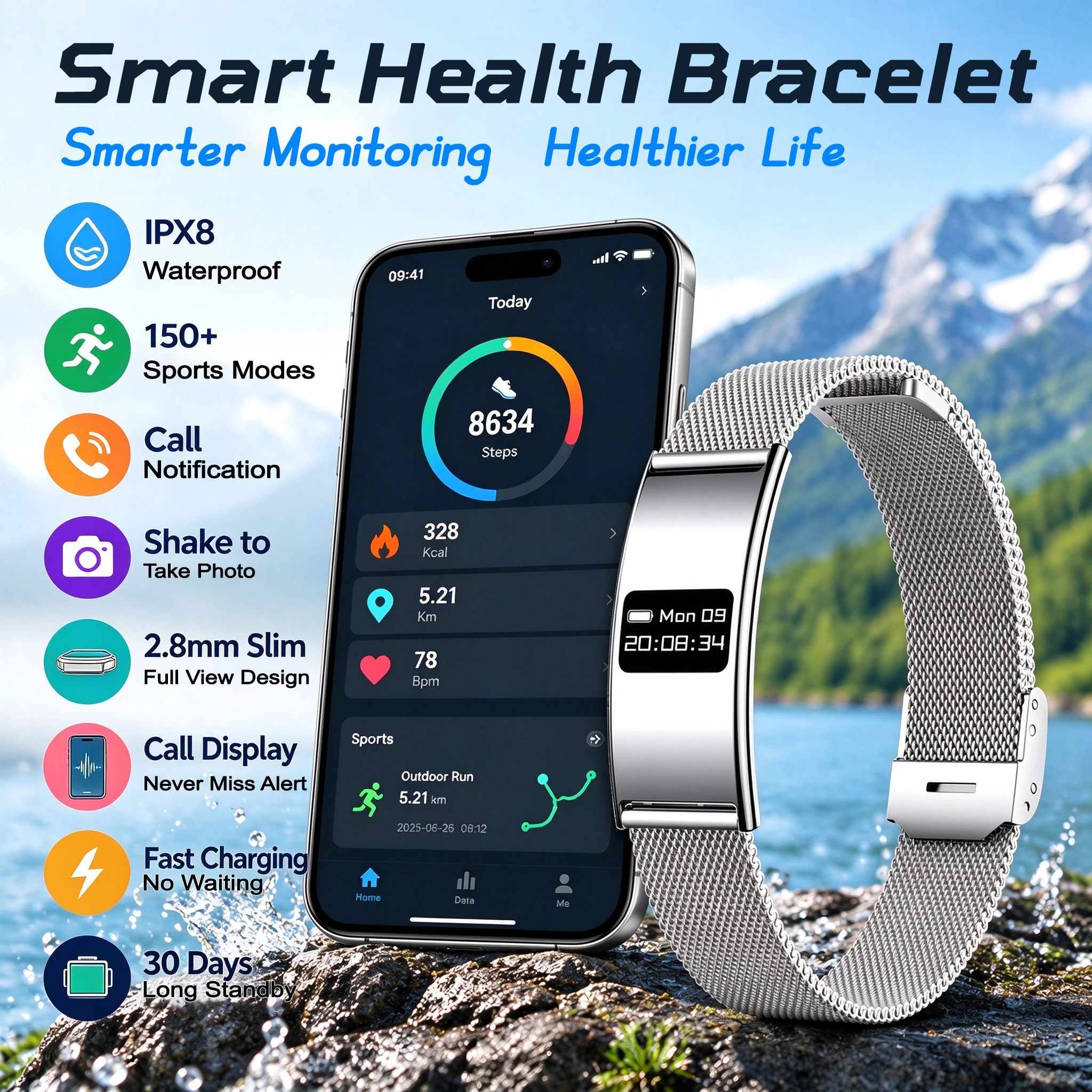 New New Smart Watch Bracelet Ultra Thin Curved Screen Fashion Waterproof Call Sports Tracking Fitness Tracker Calorie Long Endurance - Aliexpress Deal