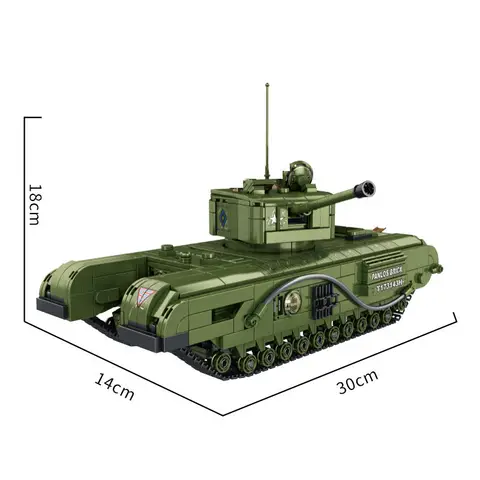 Världskrigets militärradio 2,4 GHz fjärrstyrt fordon Churchill infanteristridsvagn teknisk byggsten andra världskriget arméklossar RC-leksaker 8 best sales Lego RC-stridsvagn - №4