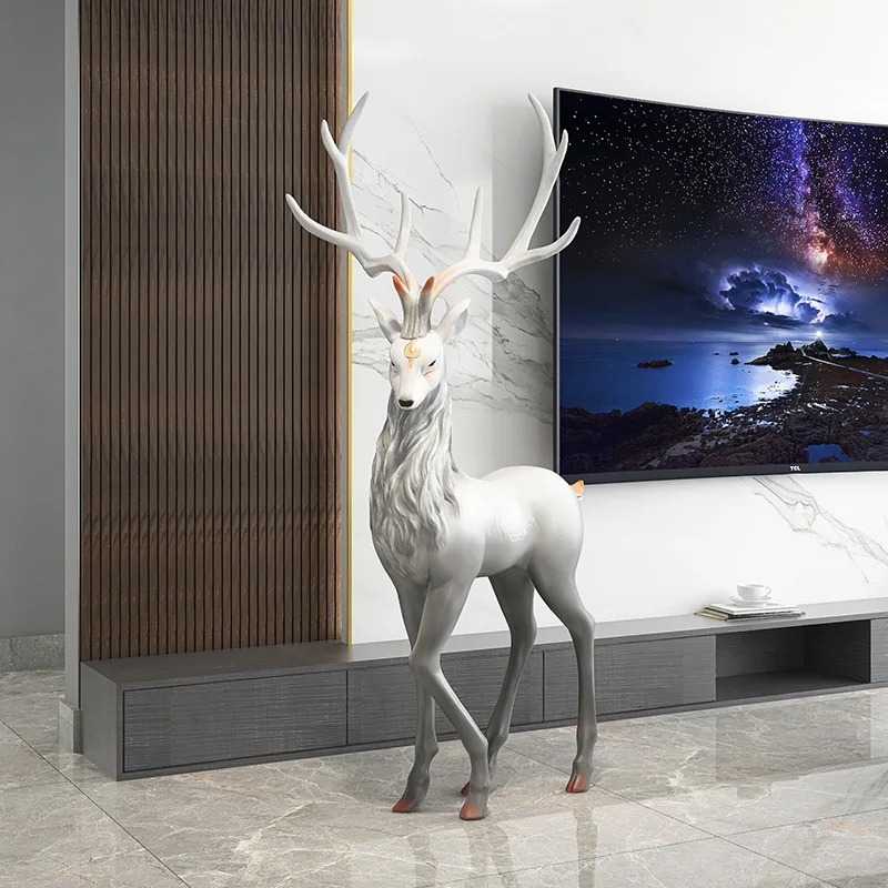 Nordic deer floor decoration luxury large modern living room creative sofa TV cabinet next to housewarming soft