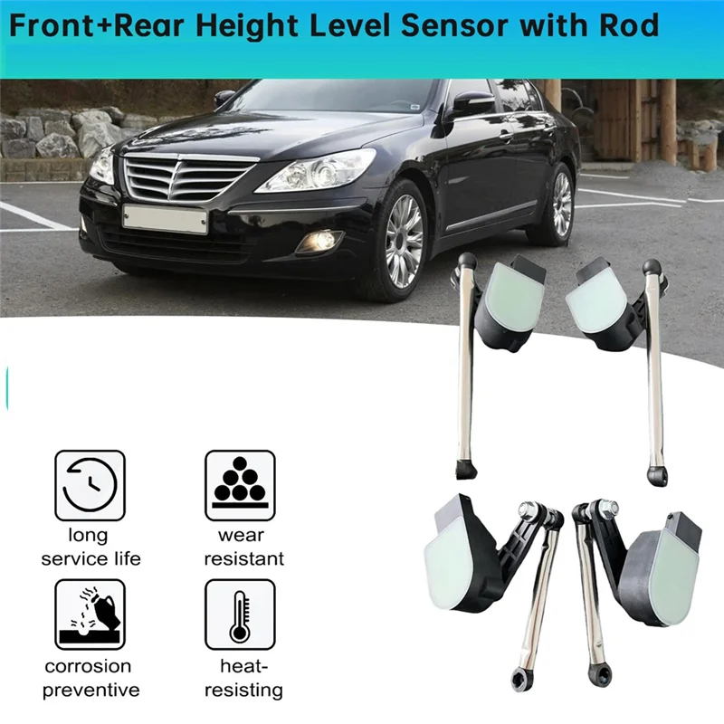 

A30P-4Pcs Front+Rear Height Level Sensor With Rod For Hyundai Equus Genesis 08-14 55830-3M000/3M100 55830-3M200 558323M000