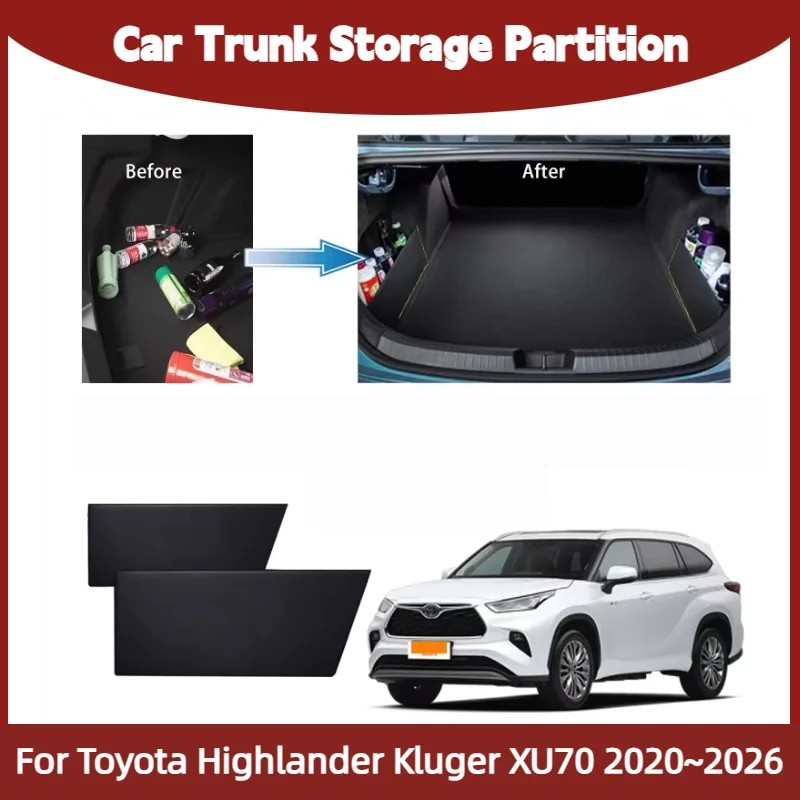 For Toyota Highlander Kluger XU70 2020~2025 MK4 Car Trunk Storage Partition Multi-function Storage Box Auto Interior Accessories