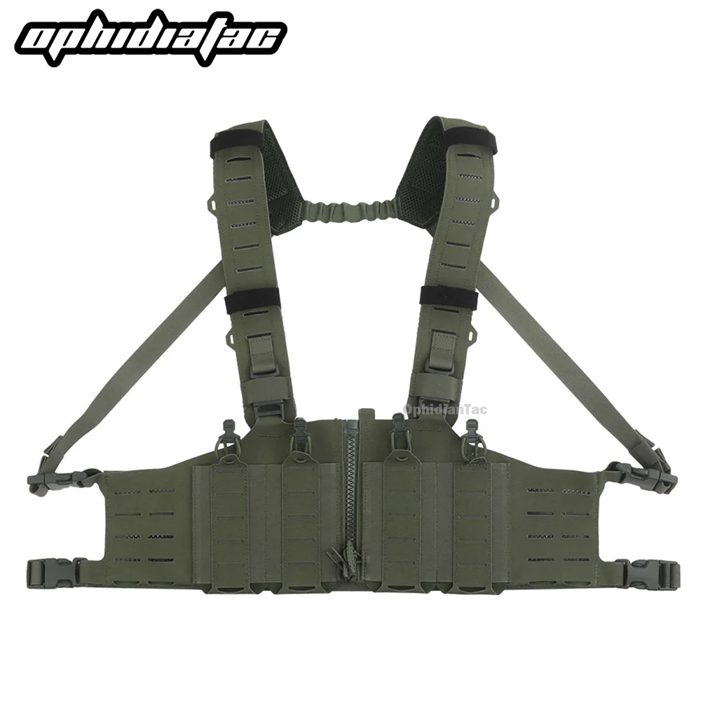 OPHIDIAN SF Chest Gear Vest Equipment Chest Gear Zipper Connection Molle Training Hunting Vest with M4 AR Magazine Pouch