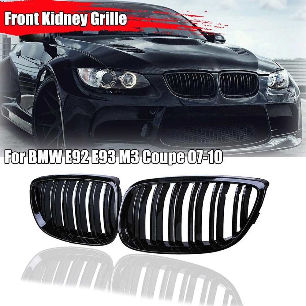 FOR BMW E92 E93 M3 3 SERIES COUPE KIDNEY TWIN GRILLE GLOSS BLACK 07-10