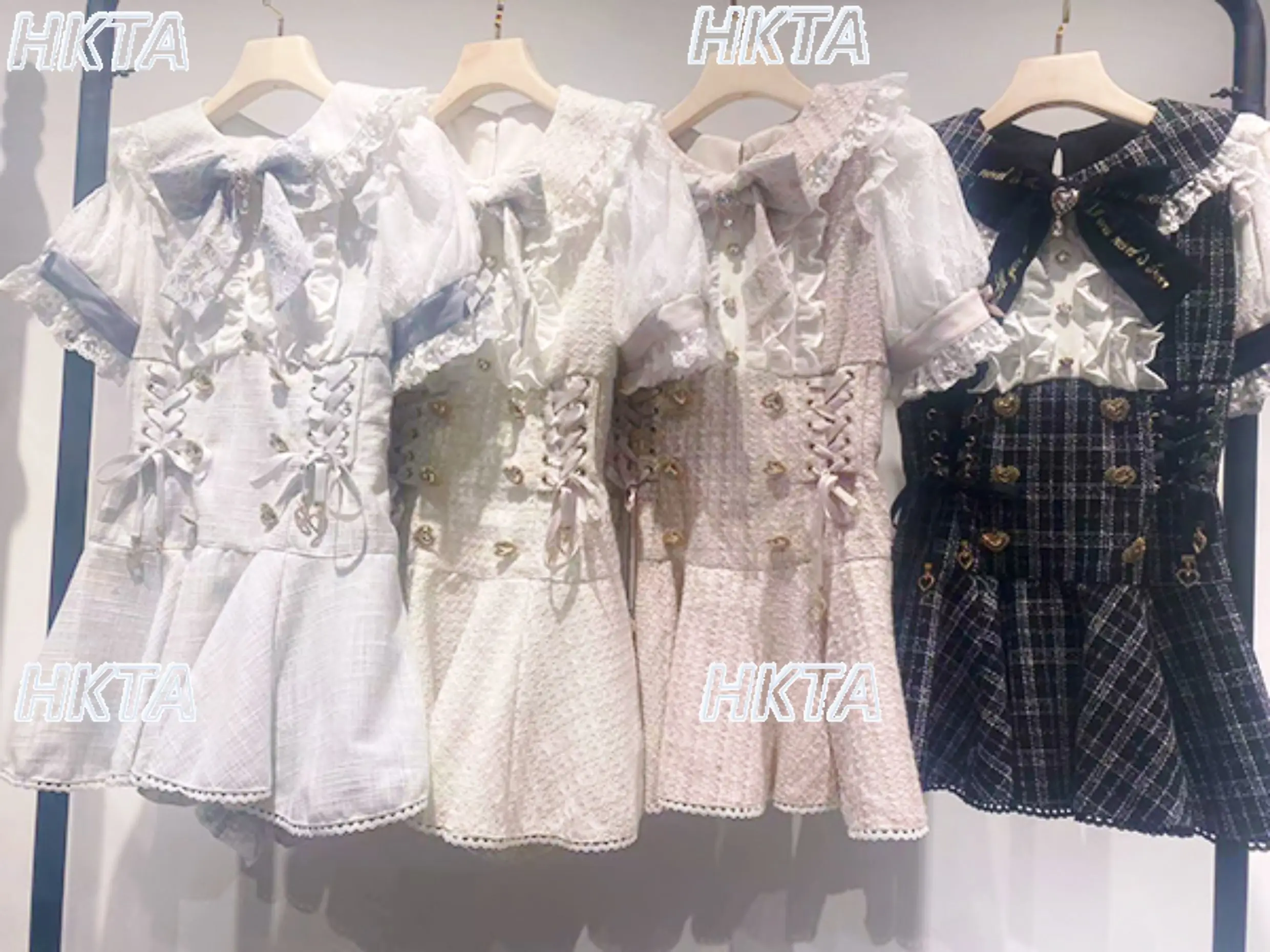 اليابانية الحلو الإنتاج الضخم فقاعة فستان قصير الأكمام المرأة 2025 الخريف جديد عالية الخصر سليم تويد فستان السراويل قطعتين مجموعة #2