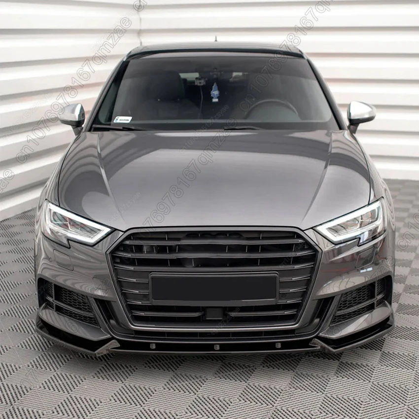 Carbon Look Car Front Bumper Lip Spoiler Splitter Diffuser For Audi S3 A3 8V S-line 2017-2020 Maxton Style Tuning Body Kits