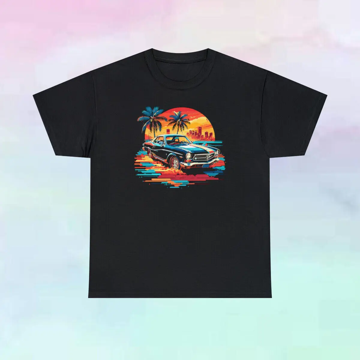 

Retro Sunset Classic Car Cotton T Shirt