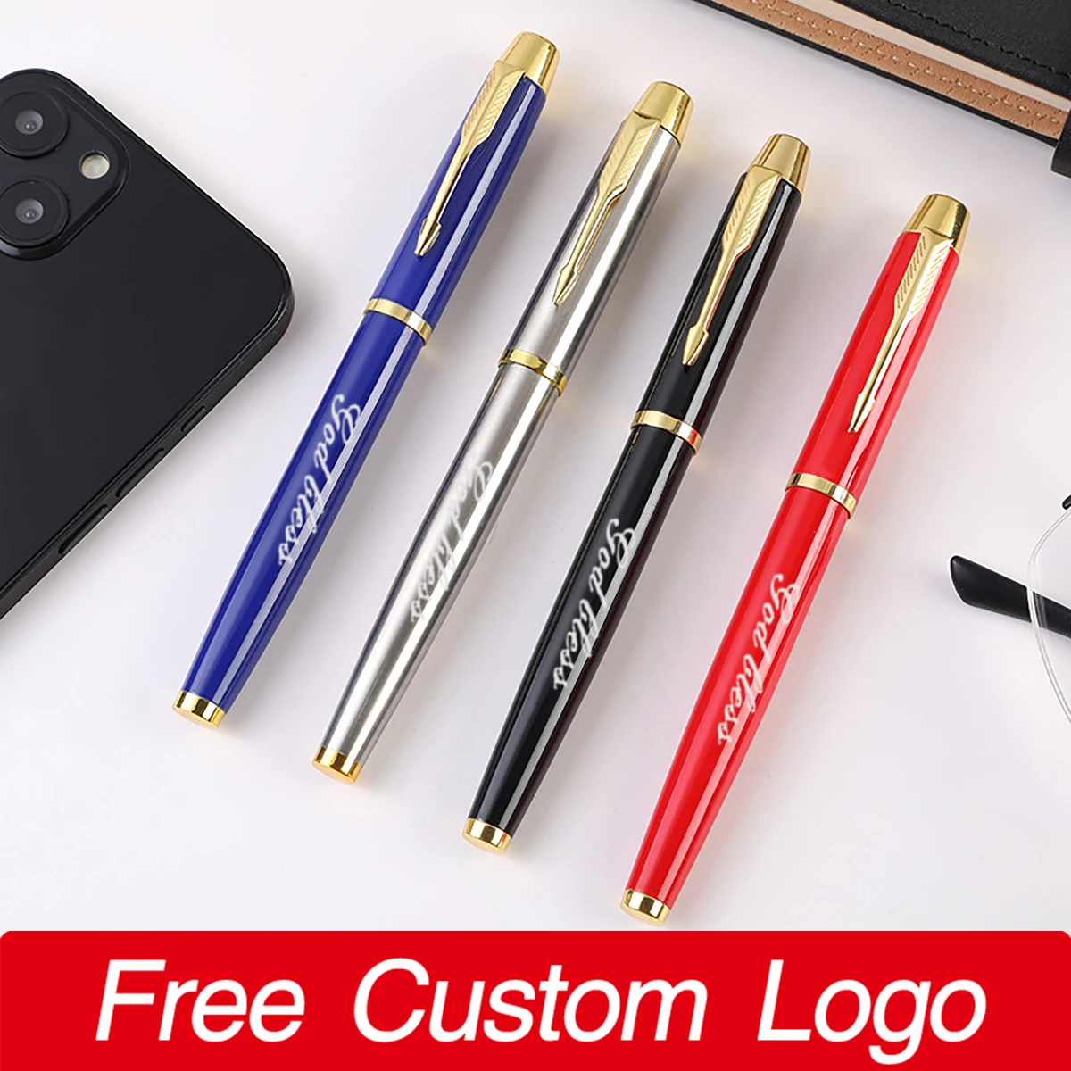 

Набор из 5 персонализированных металлических ручек с логотипом и клипом, гелевые ручки для подписи, деловые подарки на заказ для свадебных приглашений