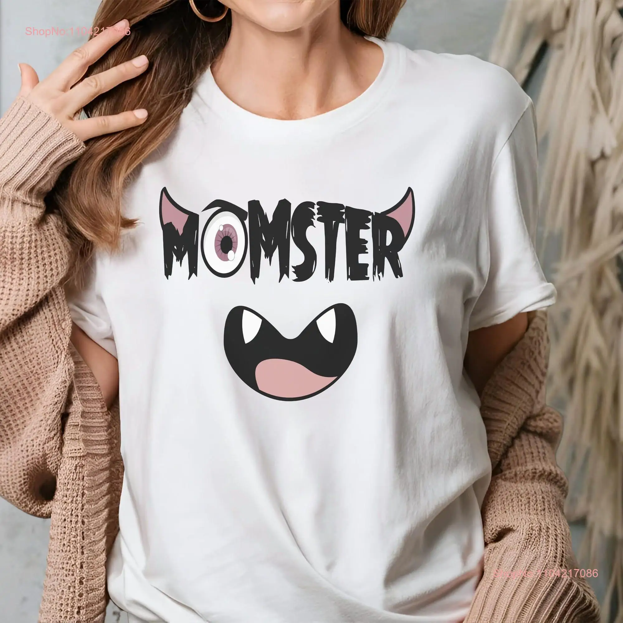 Momster Monster Mom T Shirt Spooky Mama Happy Halloween Mommy Womens Funny for Mothers Trendy Fall long or short sleeves