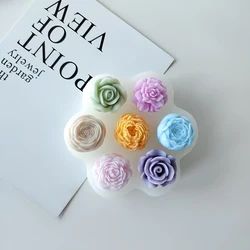 DIY Flower Rose Peony 7in1 Silicone Mold Aroma Candle Plaster Ornaments Handmade Soap Mould