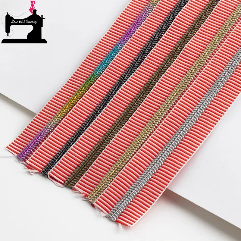 

10-50-100 ярдов 5 # Нейлоновые ползунки на молнии в полоску для сумок, сумок, курток, одежды, ремонтный комплект на молнии, декоративные аксессуары для шитья