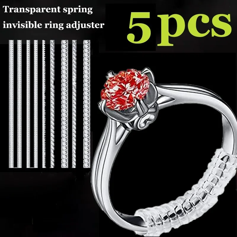 Clear Spring Invisible Ring Adjuster Jewelry Part Protect Elastic Band Guard Device Reduce Finger Rings Wrapped Fit Most People