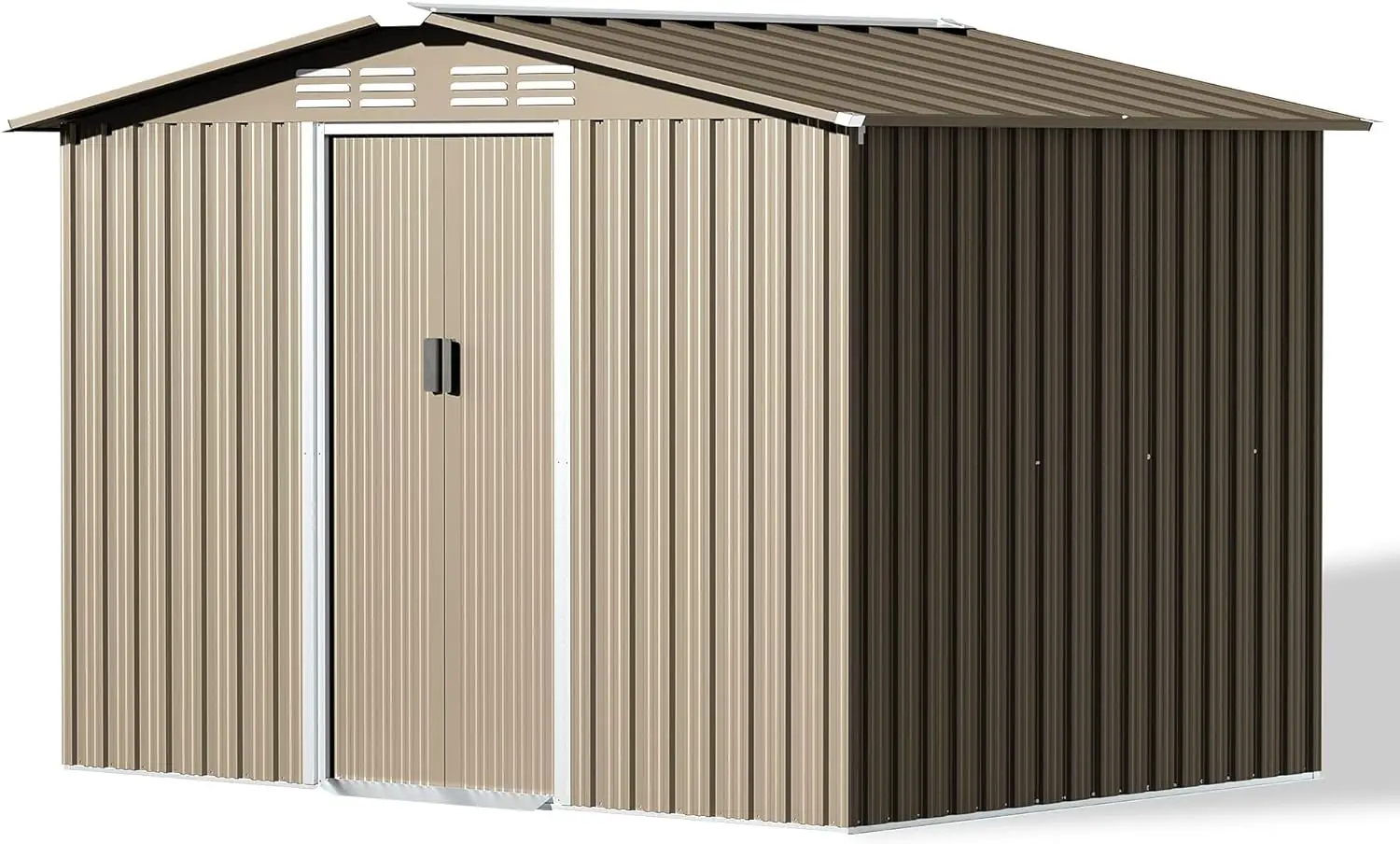 

Metal Storage Shed for Outdoor with Design of Lockable Slide Doors and Air Vent Tiny House Utility and Tool Storage