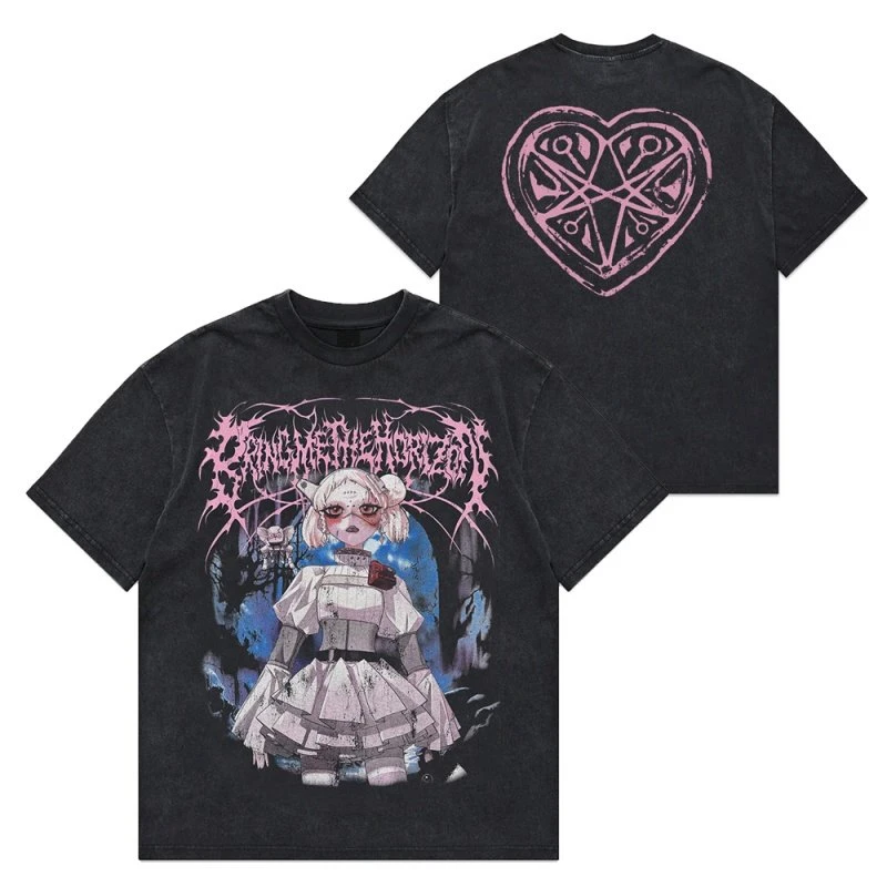 Anime Animation Metal Band Bring Me The Horizon T-Shirt Baumwolle Grafik-T-Shirt Männer Frauen Sommer Streetwear