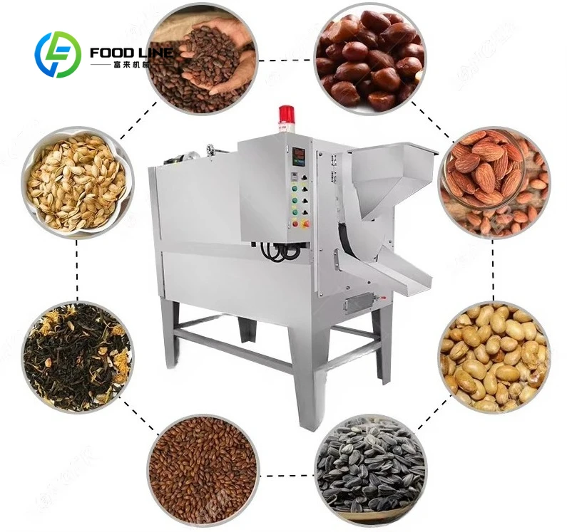 Customized Commercial Full Automatic Drum Roaster Flavored Nuts Roasting Machine Cashew Hazelnut Hot Selling New Arrival