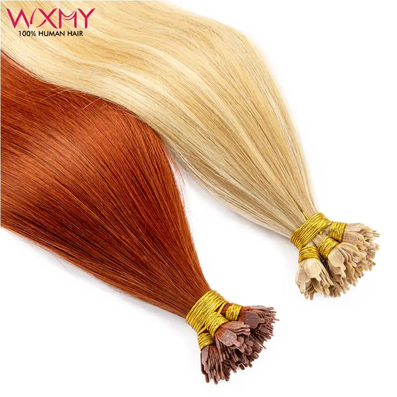 

T Tip Hair Extensions Fusion Human Hair 12"-24" Keratin Straight Remy Human Hair Extension Blonde/Red Color 50Pcs Free Shipping