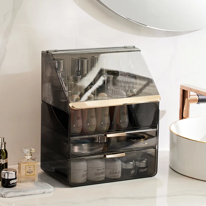 

Transparent Desk Makeup Organizer Skincare Box Large Capacity Cosmetic Jewelry Storage Drawer With Lid Bathroom Dressing