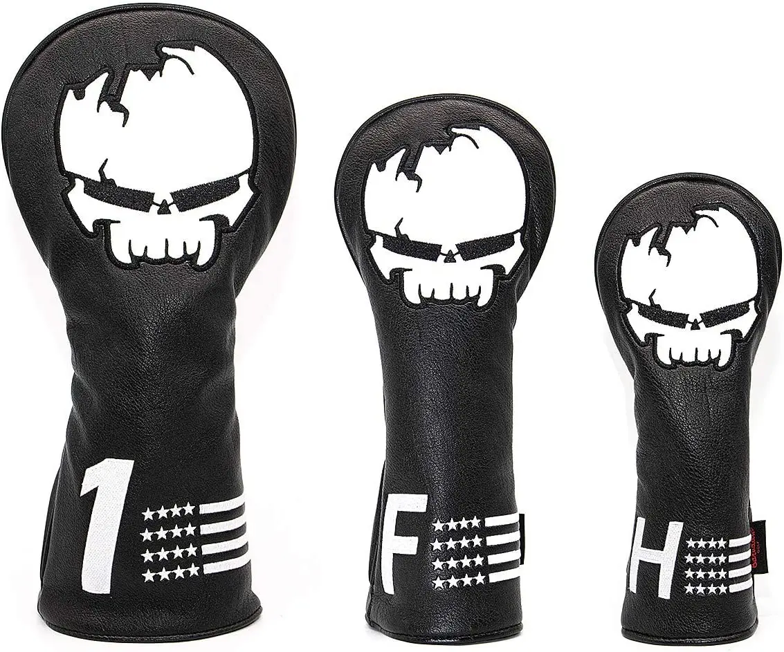 Golf Driver Headcover 460CC for Callaway,Fairway Wood Cover Headcovers,Rescue Utility Headcover,Wood Headcovers Set Cool Skull H