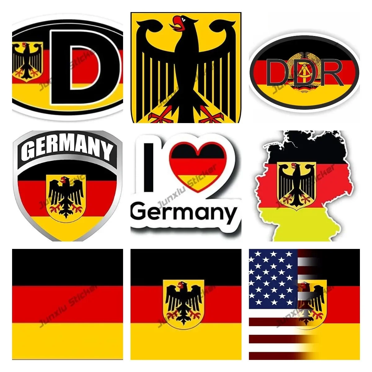 Love Germany Flag Map Sticker German Shield Decal Home Pride Decal Travel Car Truck Van Bumper Window Laptop Cup Wall
