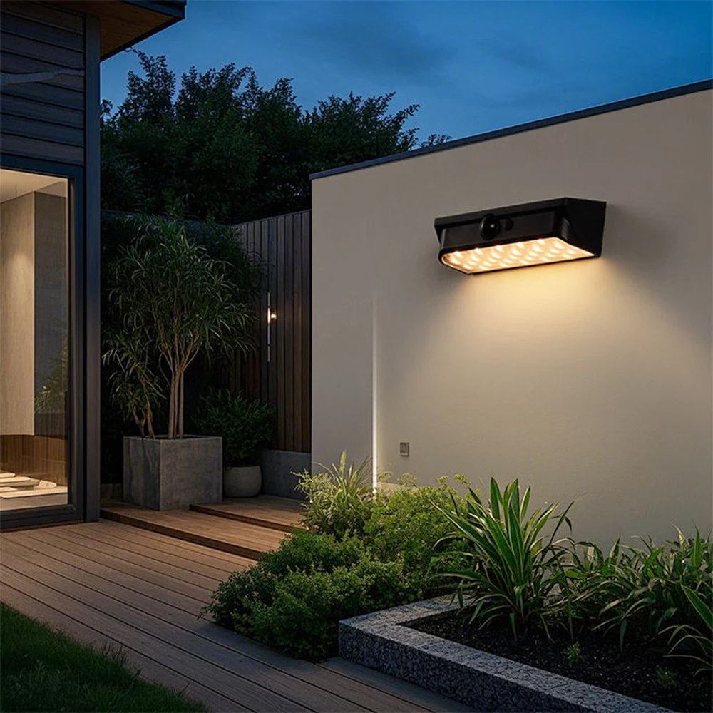 

Наружный настенный светильник на солнечной энергии с датчиком движения, водонепроницаемый светодиодный настенный светильник, индукционный корпус лунного света для патио, сада, балкона