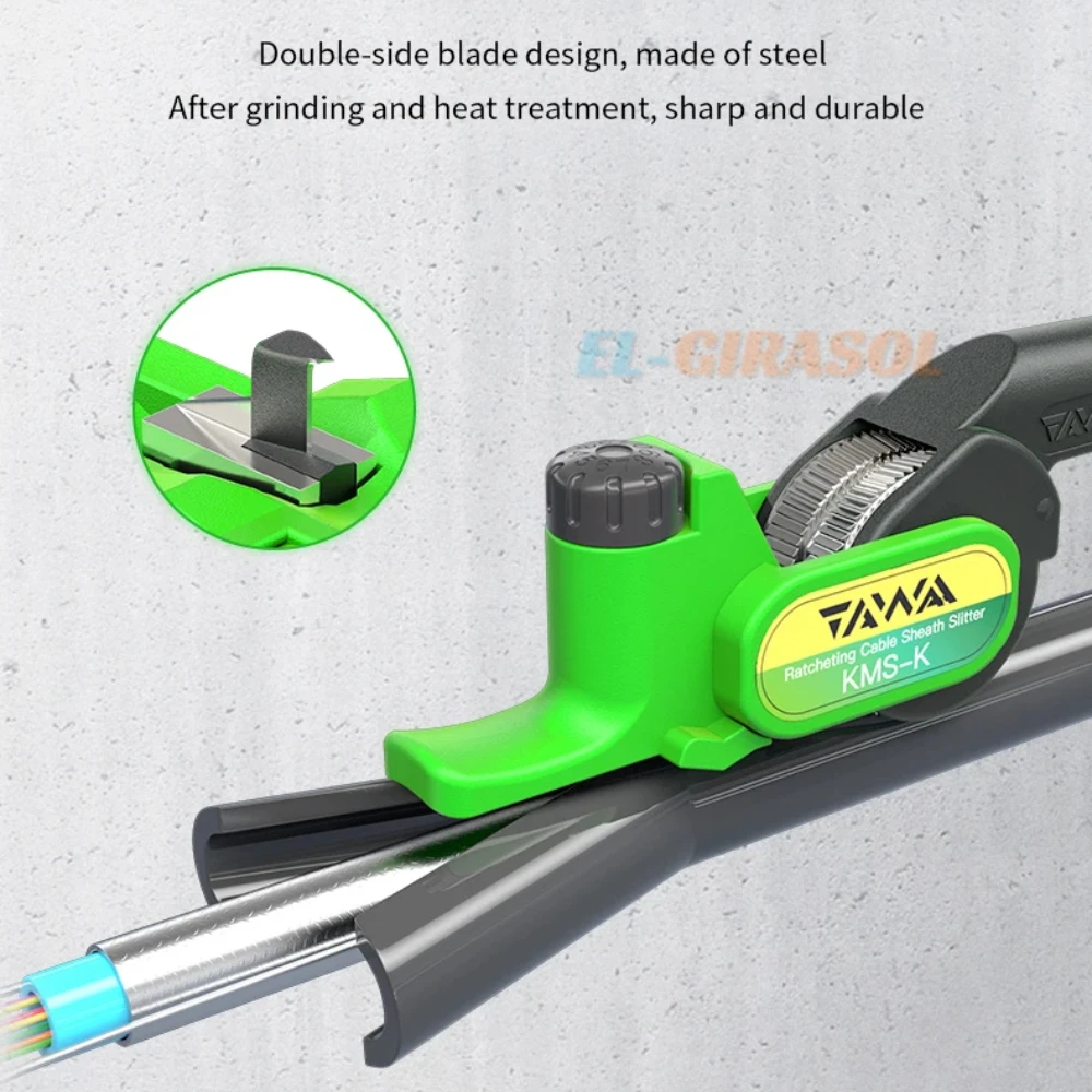 KMS-K Cable Jacket Slitter Optical Ratcheting Cable Slitter Longitudinal Stripper Fiber Optical Cable Sheath Opener Cutter