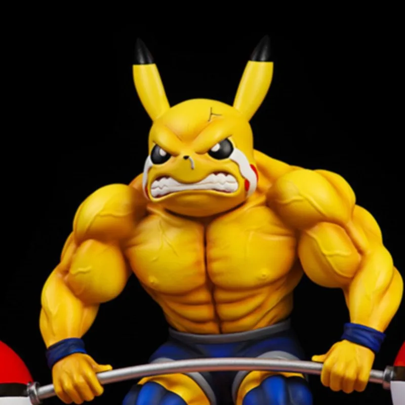 14 centimetri Pokemon Buff Pikachu Figura Muscolare Pokedex Statua PVC Divertente Anime Desktop Da Collezione Modello Regali Di Compleanno Giocattoli Per Bambini
