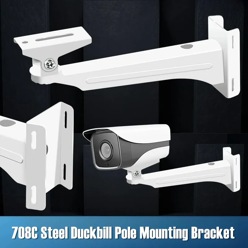 25CM Length Outdoor Surveillance Security CCTV Camera Stand Hoop Mounting Clamp Bracket Metal Vertical Pole Mount Camera Holder