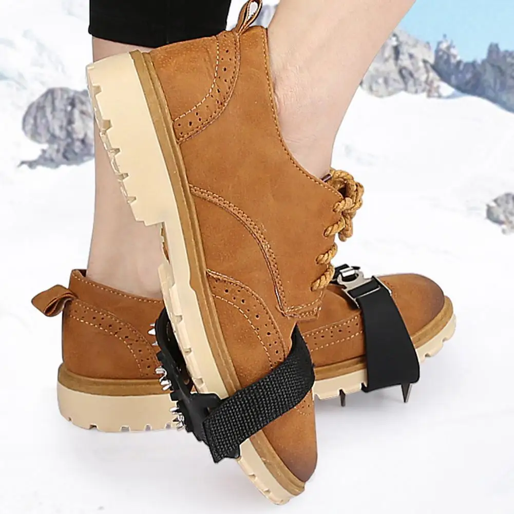 Non-Slip Crampon Boot Traction Cleat Snow Shoe Spikes Adjustable Fastener Tape Ice Snow Shoe Ice Gripper