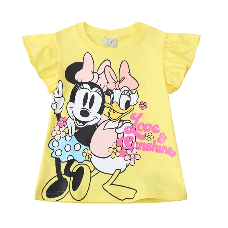 Baby Girls' Minnie Mouse e Daisy Clothes Set, Vestido dos desenhos animados, T-shirt de mangas curtas, saia jeans, roupas infantis, verão, novo, 2 peças