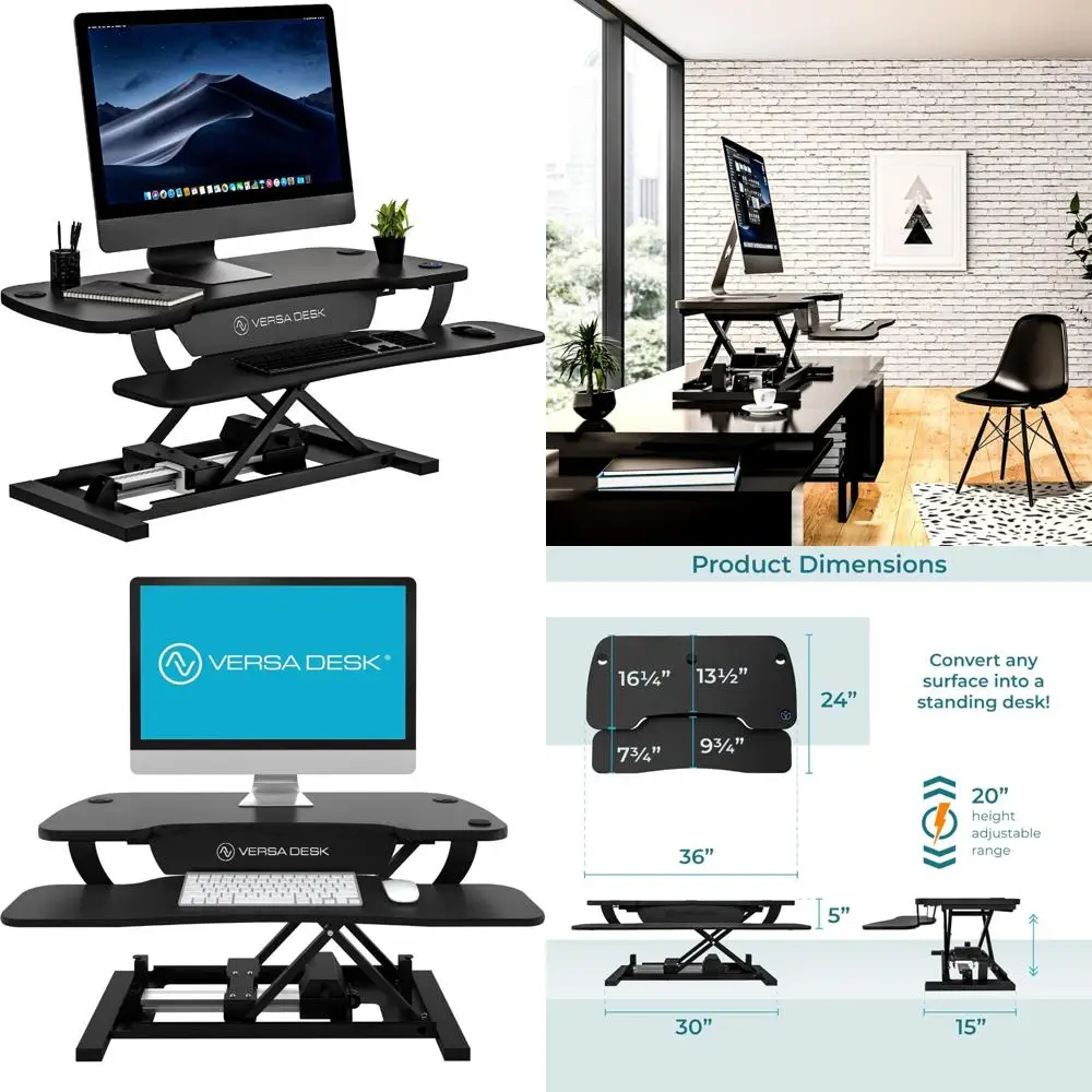 Electric Height-Adjustable Desk Riser for Sit-Stand Workstations | USA-Made Desk Converter | Ergonomic Desk Solution