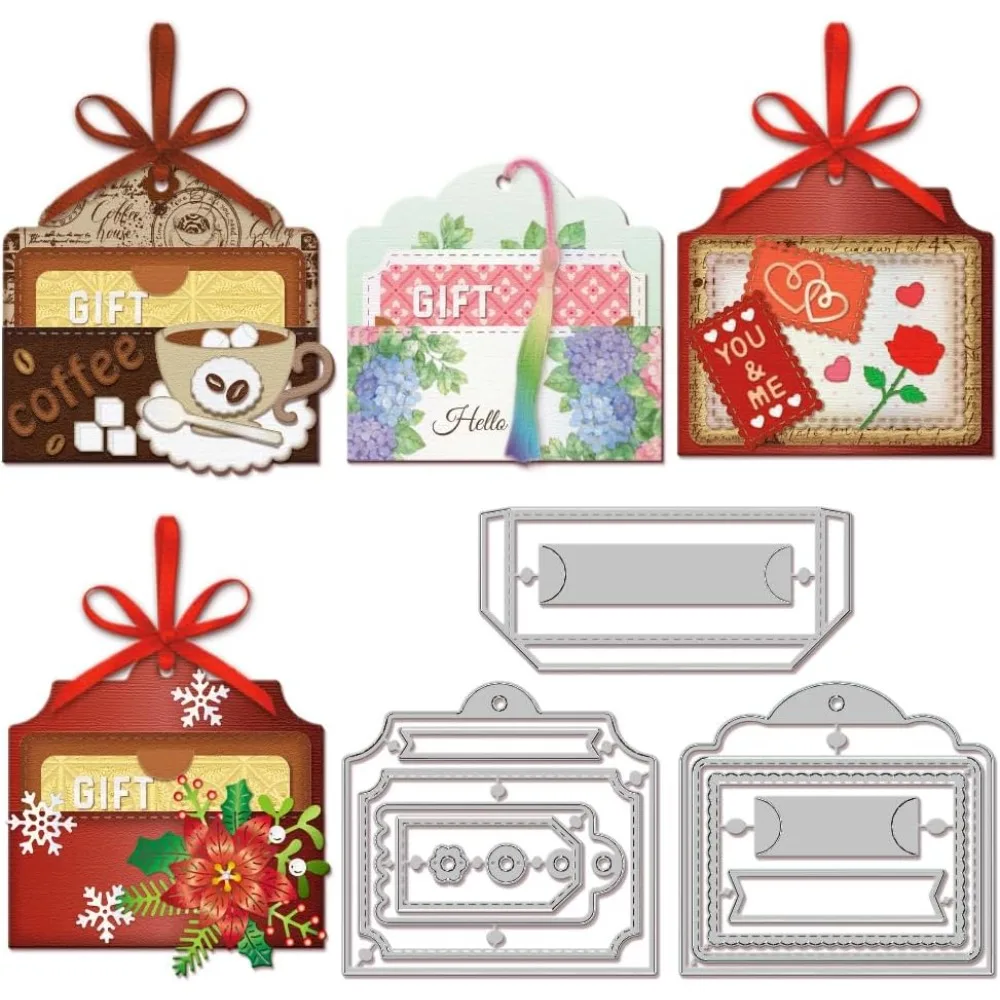 Geschenk-Taschenetikett Kohlenstoffstahl-Stanzformen Schablonen für DIY Scrapbooking Fotoalbum Dekorative Prägung Papierkarten