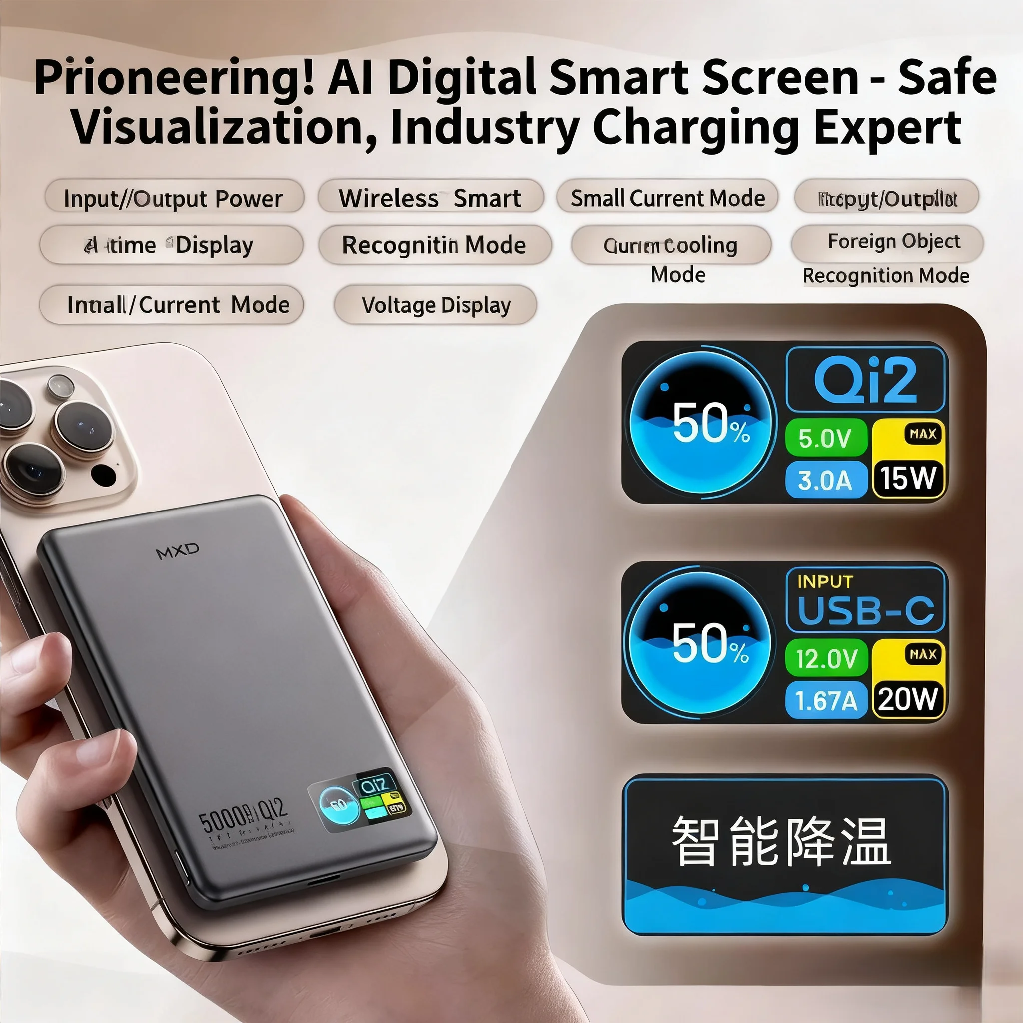 جديد الأصلي شاشة ذكية عرض شاحن لاسلكي Powerbank ل Magsafe بطارية مساعدة خارجية آيفون 17 أبل ساعة 10