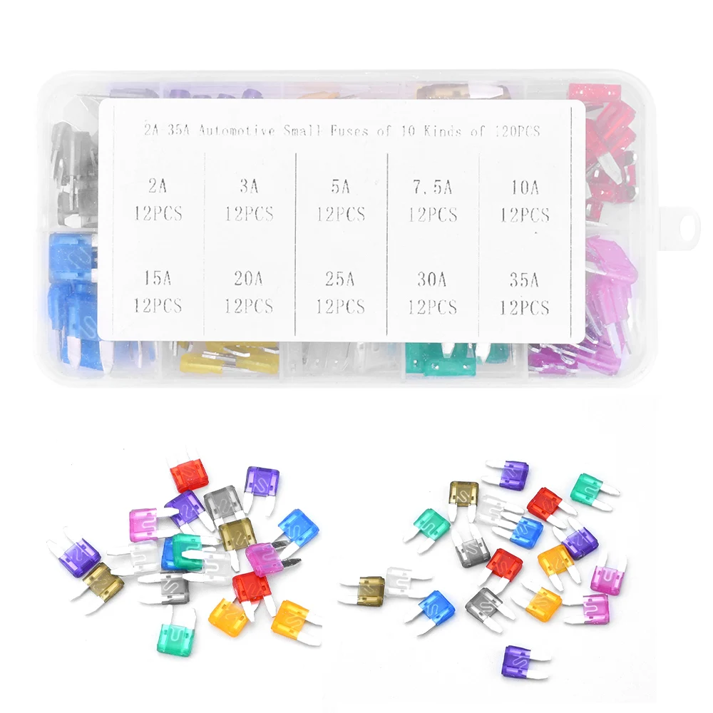 120pcs Auto Car Styling Cars Truck Mini Fuse Mixed Set Kit Safety Assortment Mini Truck Blade Fuse Replacement