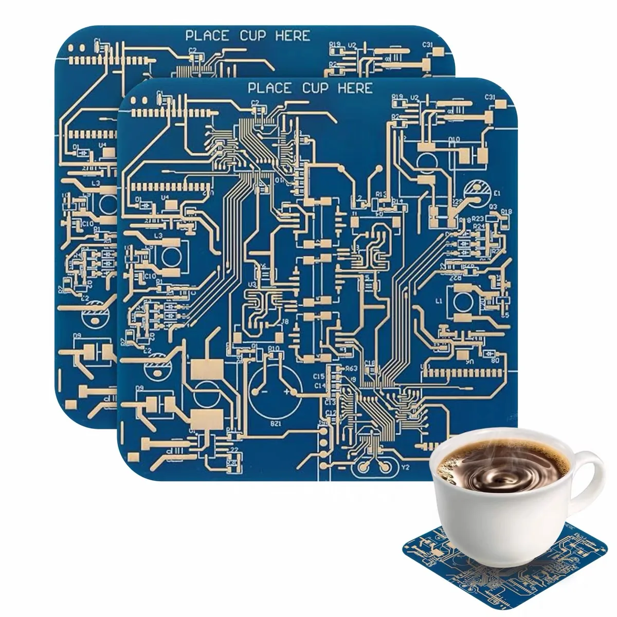 2pcs Circuit Board Heat-Resistant Creative Coaster Engineer Personalized Gift Custom PCB Board
