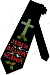 Jesus Reason Season Christmas Ties Mens Holiday Religious Necktie for Men Gifts for Dad Husband Grandpa Print Ties