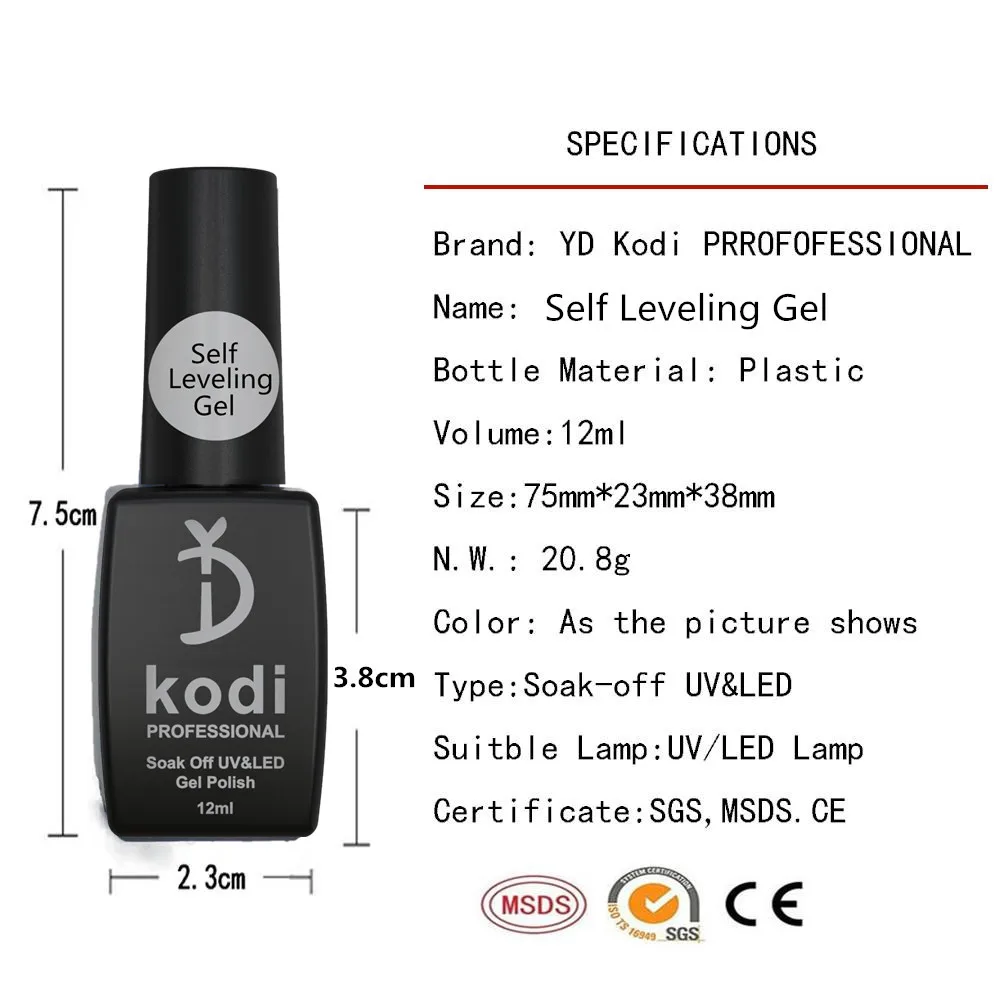 YD KODI PROFESSIONAL Reinforcement Gel Self Leveling Build Nail 12ML Quick Builder Strengthen Alignment Base Soak Off UV Led Gel