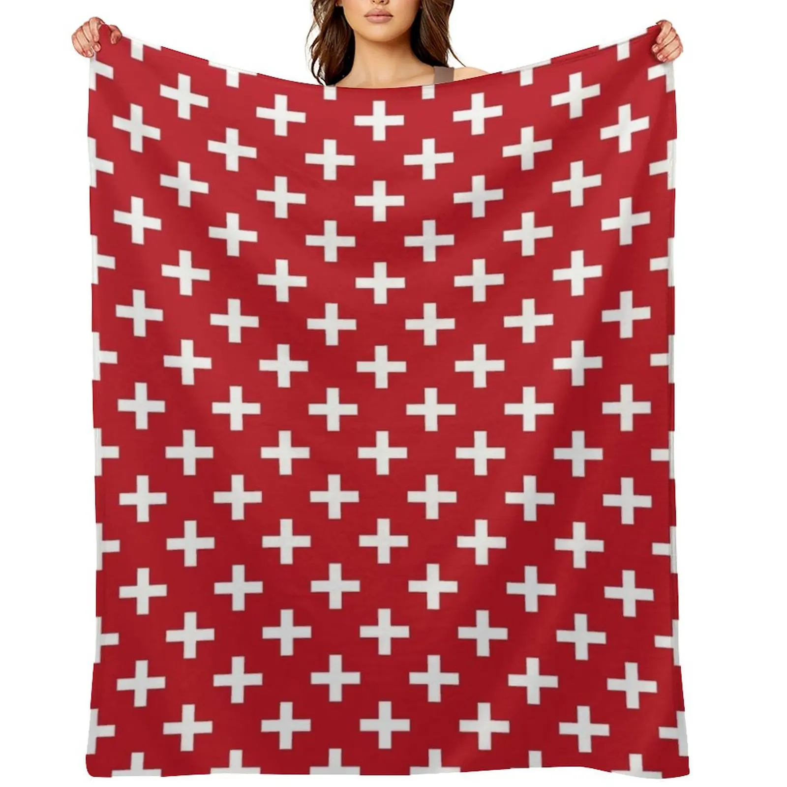 

Crosses Criss Cross Swiss Cross Hygge Scandi Plus Sign Red and White Throw Blanket for winter Blankets For Bed Hairys Blankets