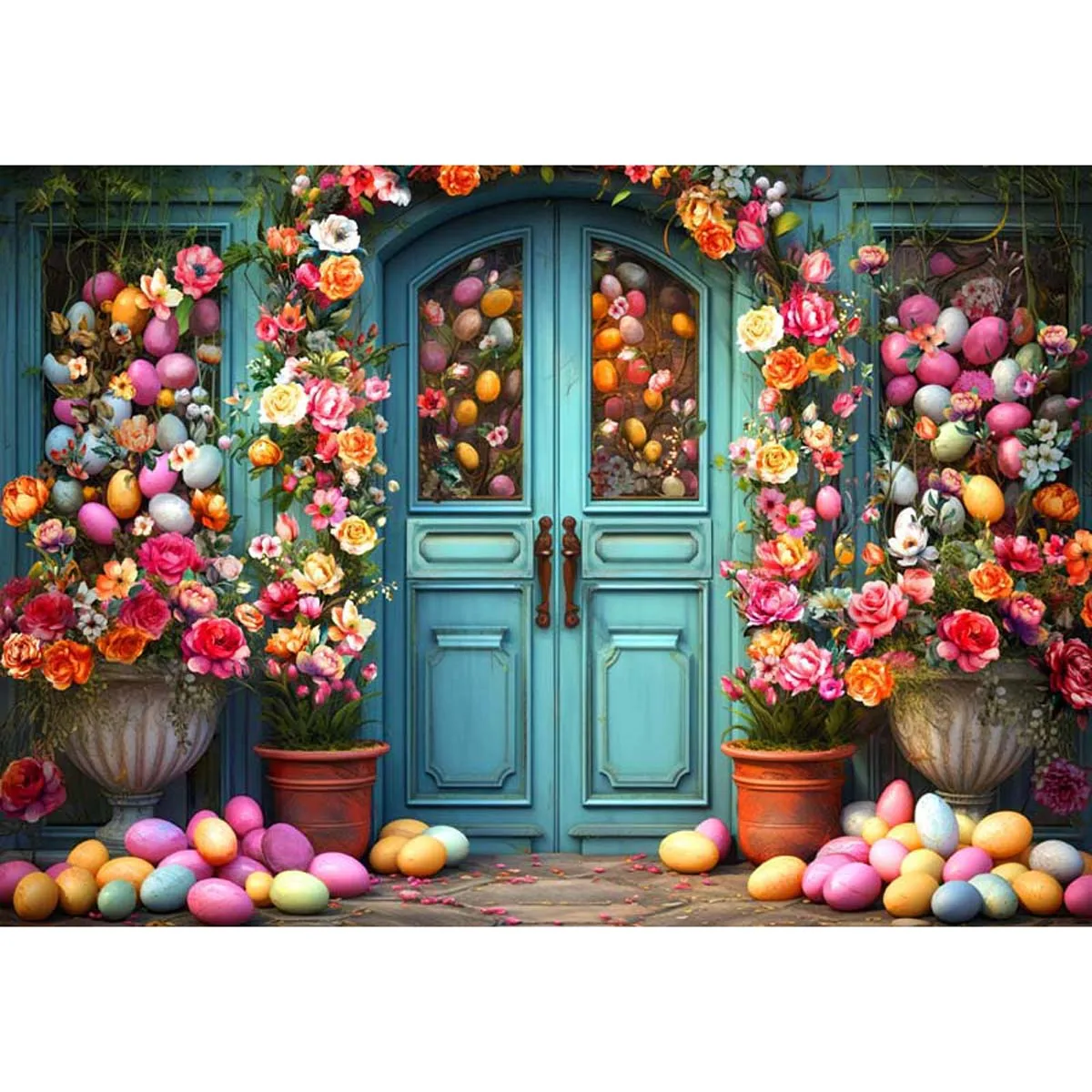 Allenjoy Pascua primavera flor puerta telón de fondo