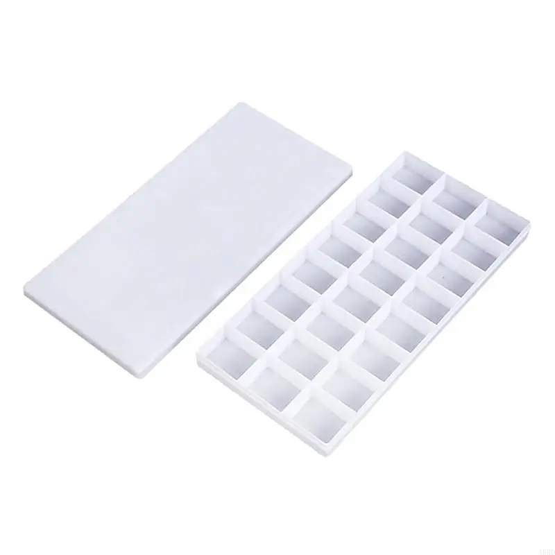 A9BD Simple Practical Paint 24 Wells Artist Plastic Paint Holder Tray with Protective Lid for Students Artist