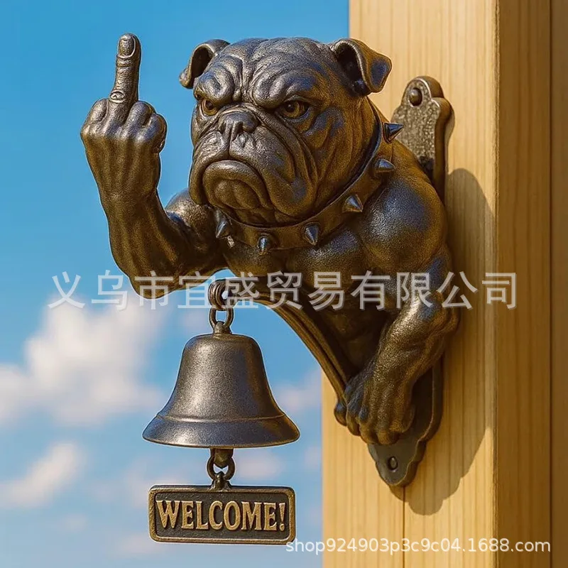 French Bulldog Doorbell Resin Figurine-Artistic Home&Garden Ornament, Cute Dog-themed Door Accessory