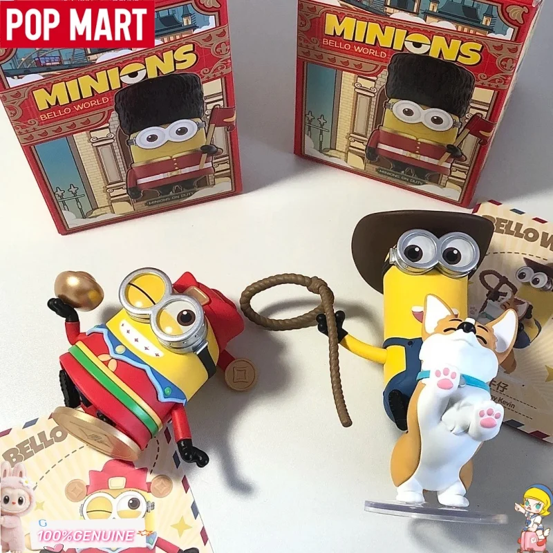 POPMART Minions Bello World Series Blind Box Kawaii Charakterfigur Reisethema Sammlerstück Schreibtisch-Deko Mädchen Geburtstagsgeschenk