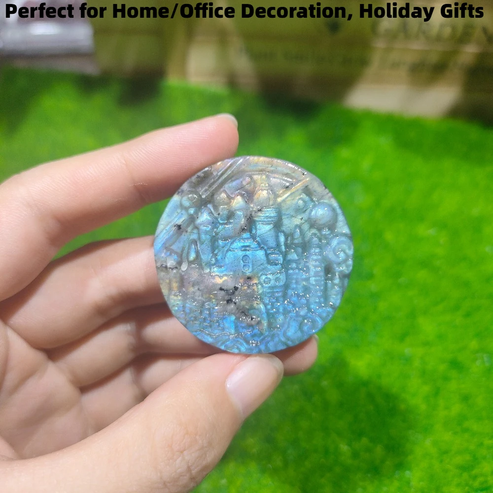 Natural Labradorite Castle with Flash Decorative Stone for Home Decor Perfect Crystal Gift for Family Friends