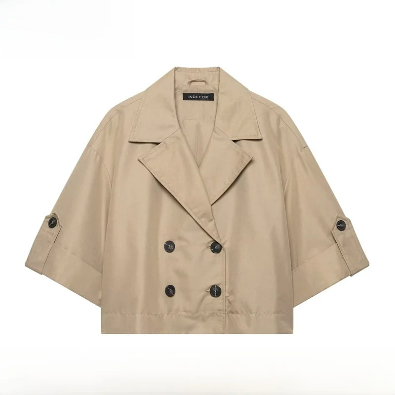 

Fashionable Short Coat New Arrival Spring Summer Women's Clothing Cuffed Sleeve Versatile Stylish 3046229 704 Polyester Fiber