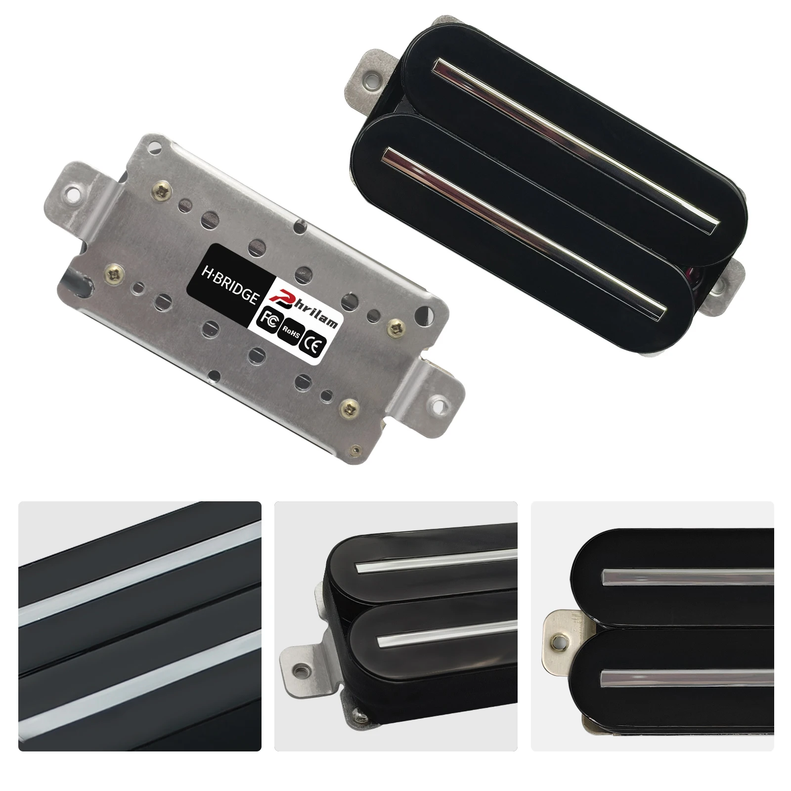 Phrilam Pro Super Power  Electric Guitar Hot Dual Rails Pickup Humbucker Pickup 14.1K Black Guitar Parts