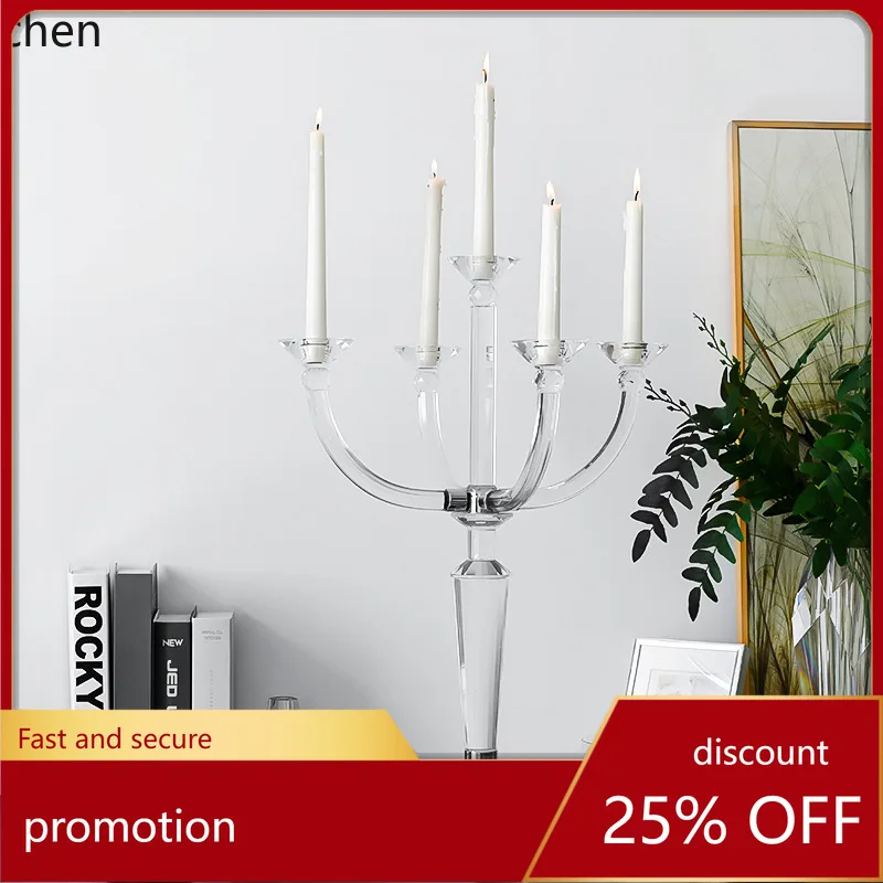 ZML Crystal Glass Candle Holder Wedding Table Decoration Props Holiday Arrangement Candlelight Ornament
