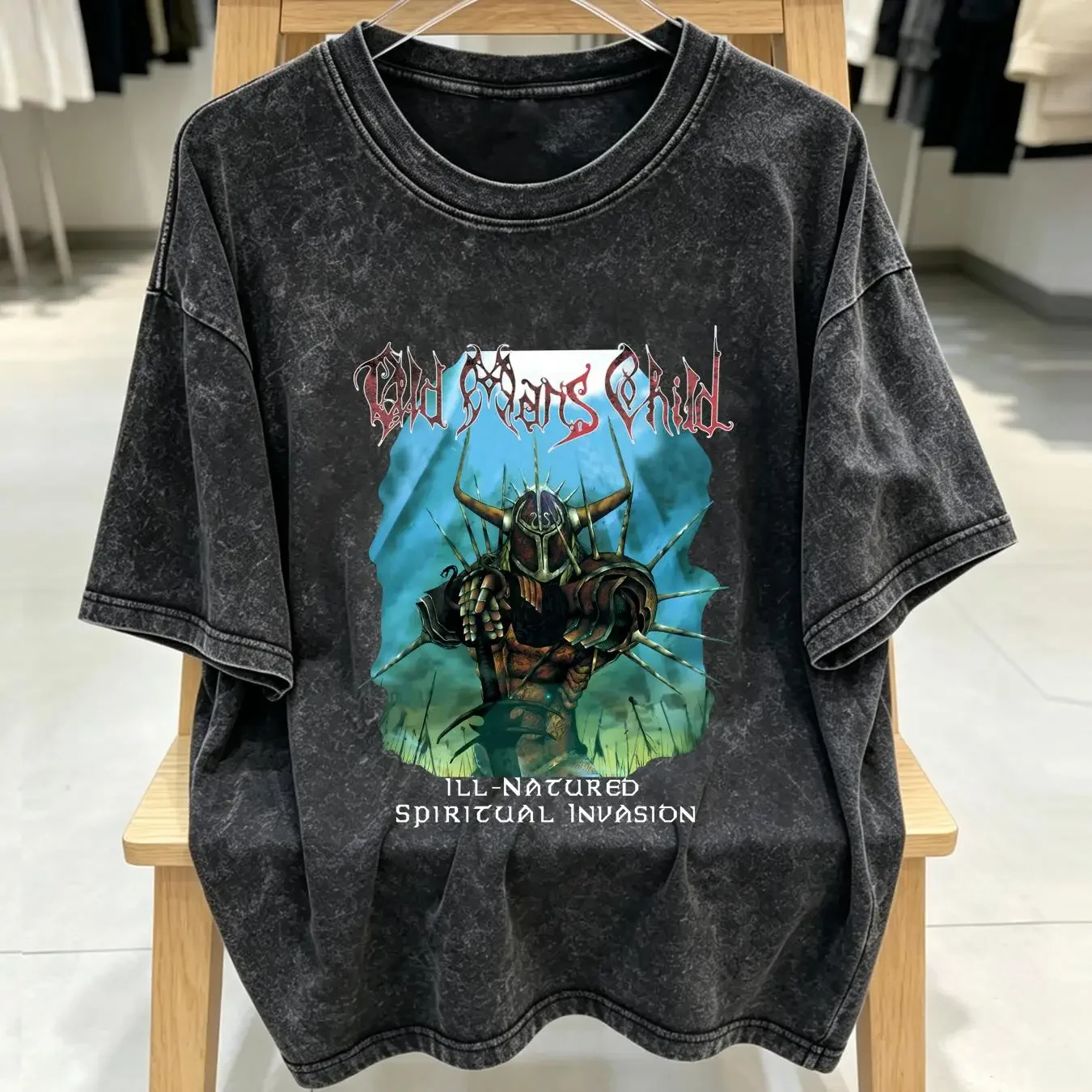 washed T Shirt Old Man's Child 'Ill Natured Spiritual Invasion' NEW OFFICIAL vintage Washed streetwear Versatile graphic